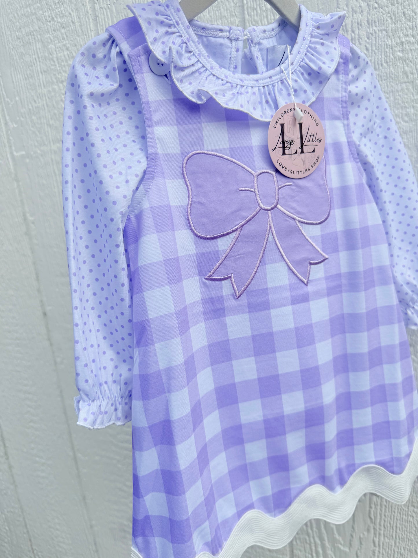 Purple Gingham Bow Dress with shirt
