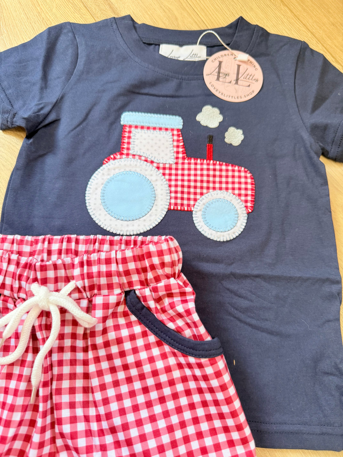 Navy & Red Tractor Set