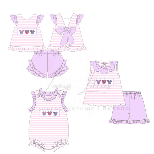 Purple and pink scalloped short set