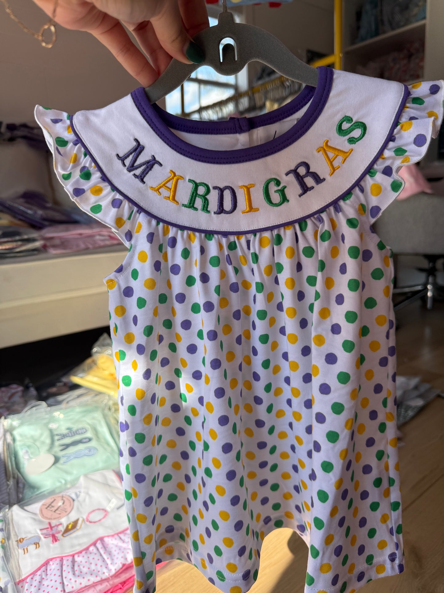 Mardi Gras Poka Dot Dress