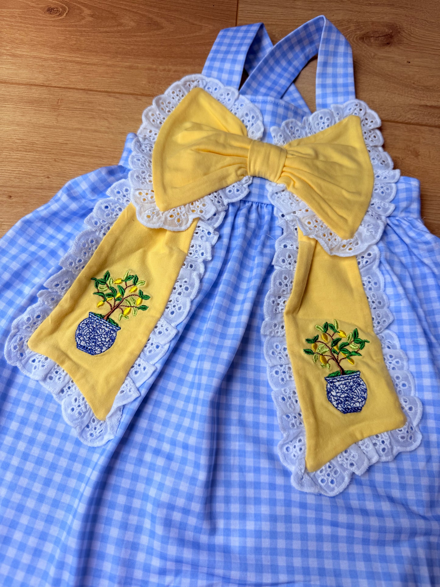Blue Gingham Lemon Tree Dress