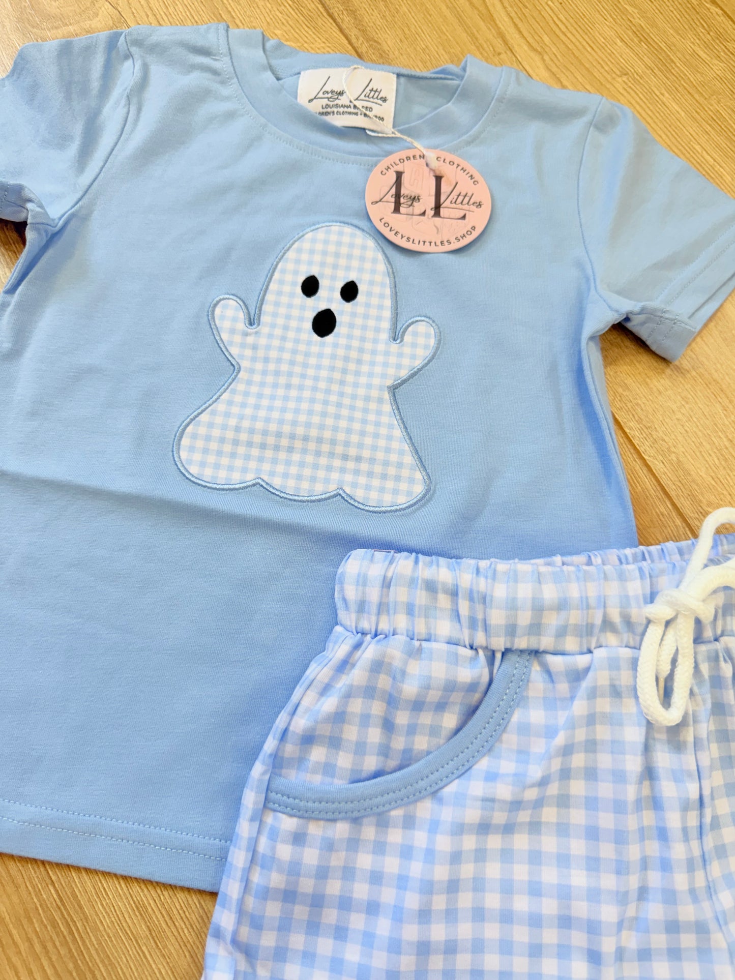 Blue Gingham Ghost Bubble & Set