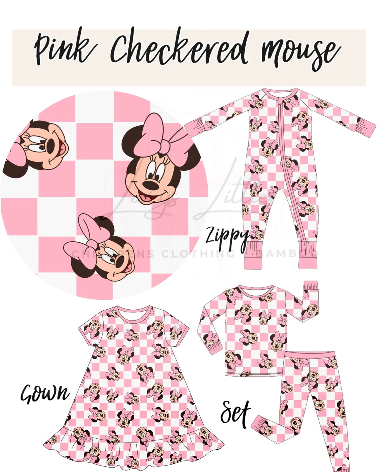 Pink Checkered Mouse BAMBOO PREORDER ETA NOVEMBER