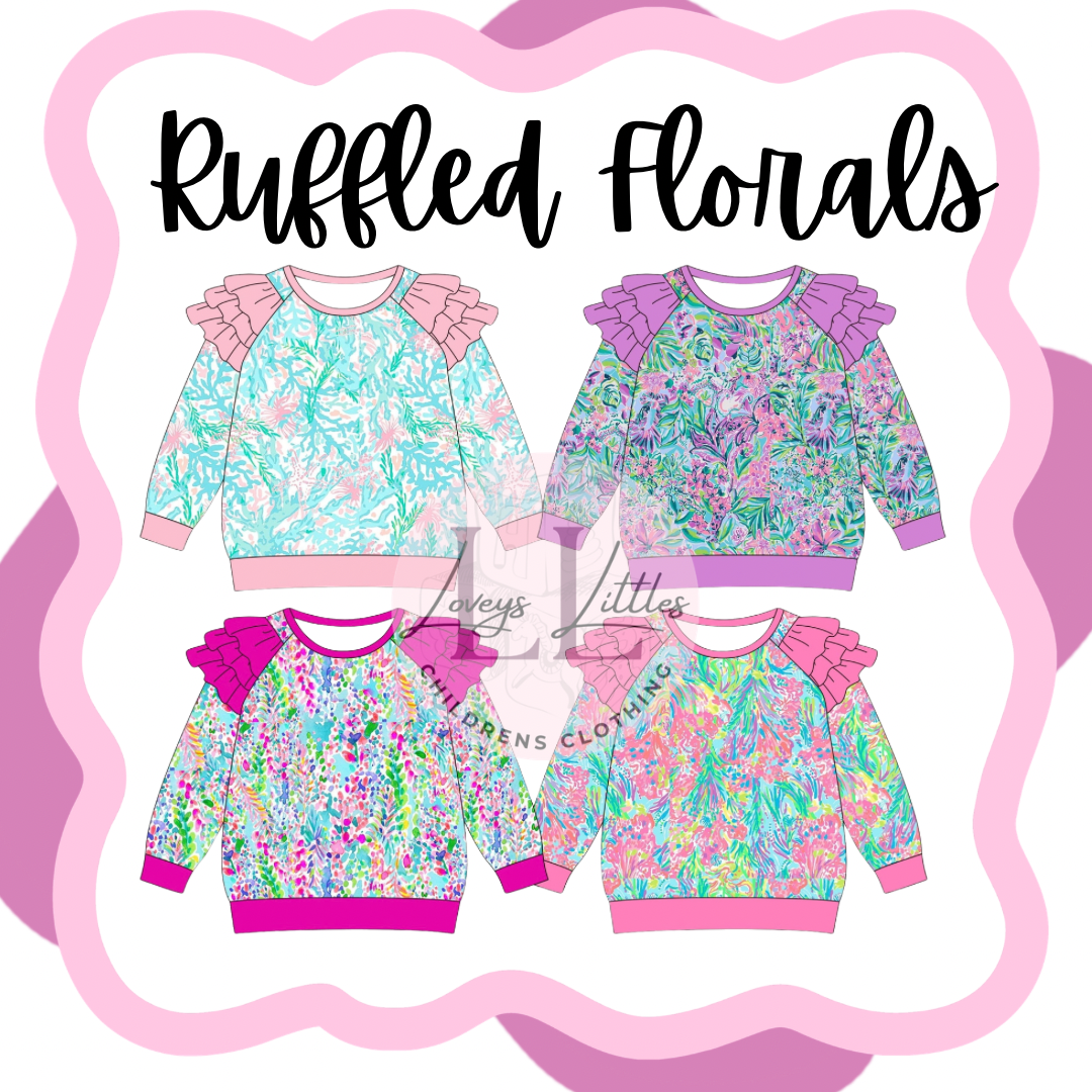 Ruffled Floral Sweatshirt