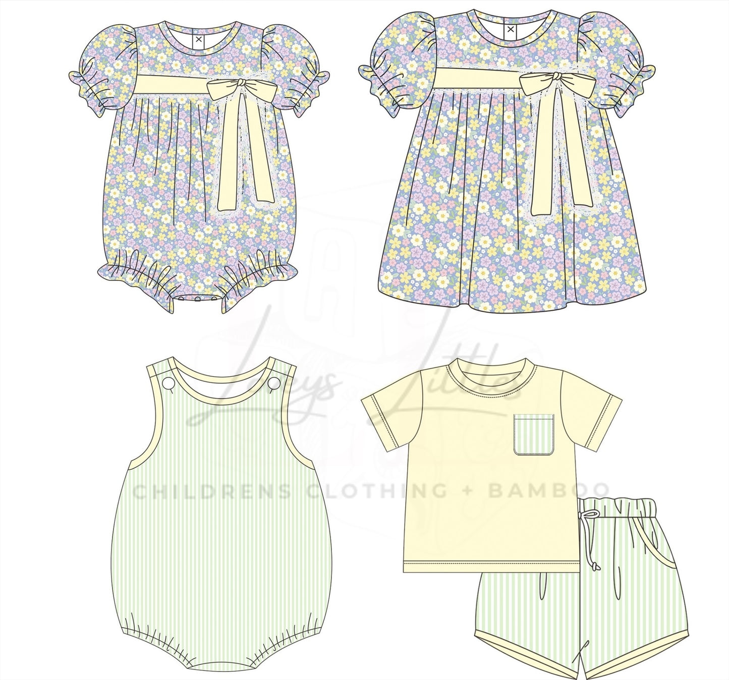 Yellow & Green Seersucker + Lace Collection
