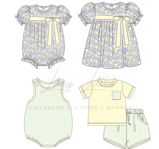 Yellow & Green Seersucker + Lace Collection