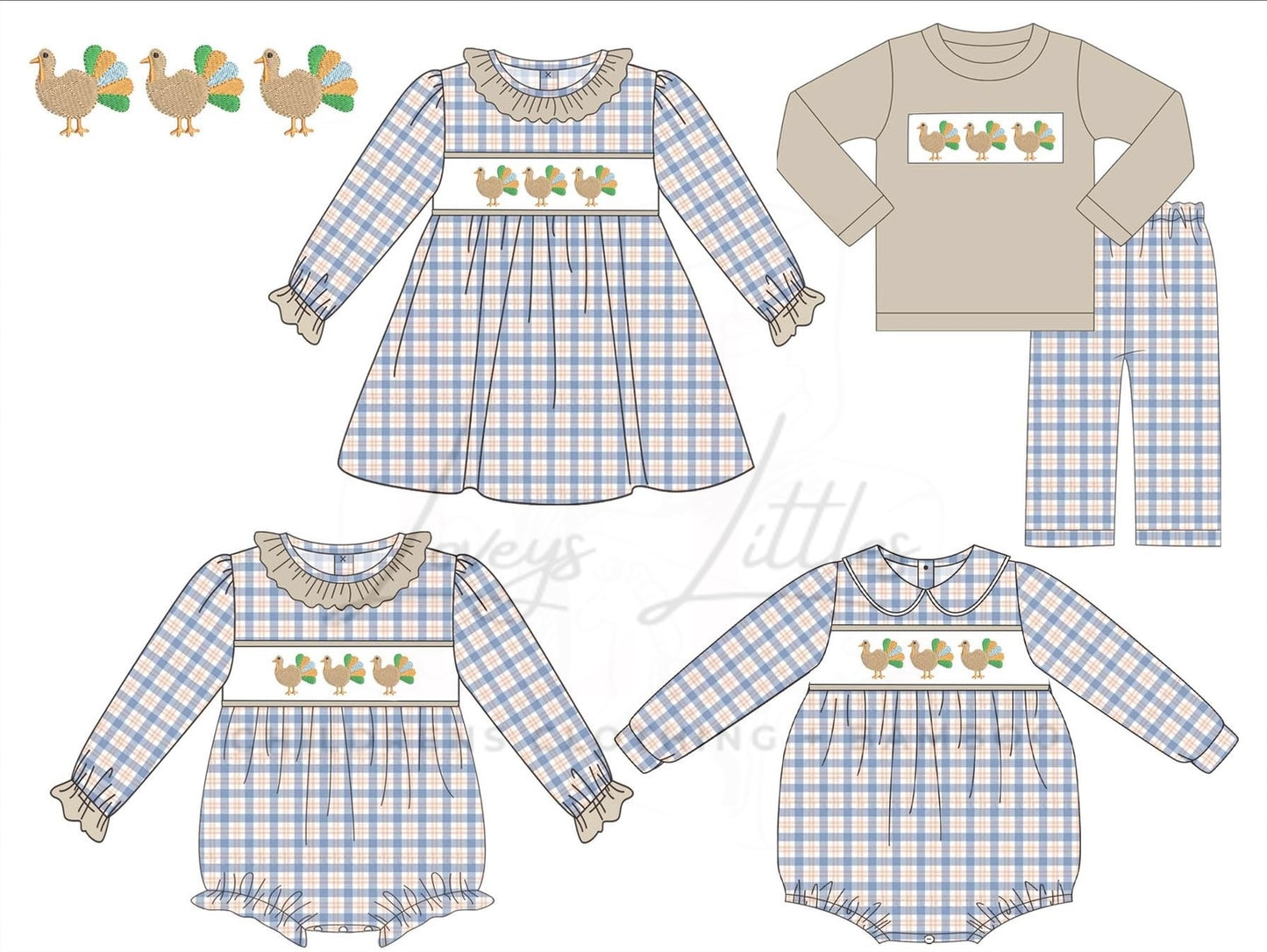 Turkey Plaid Trio Dress PREORDER- ETA SEPT