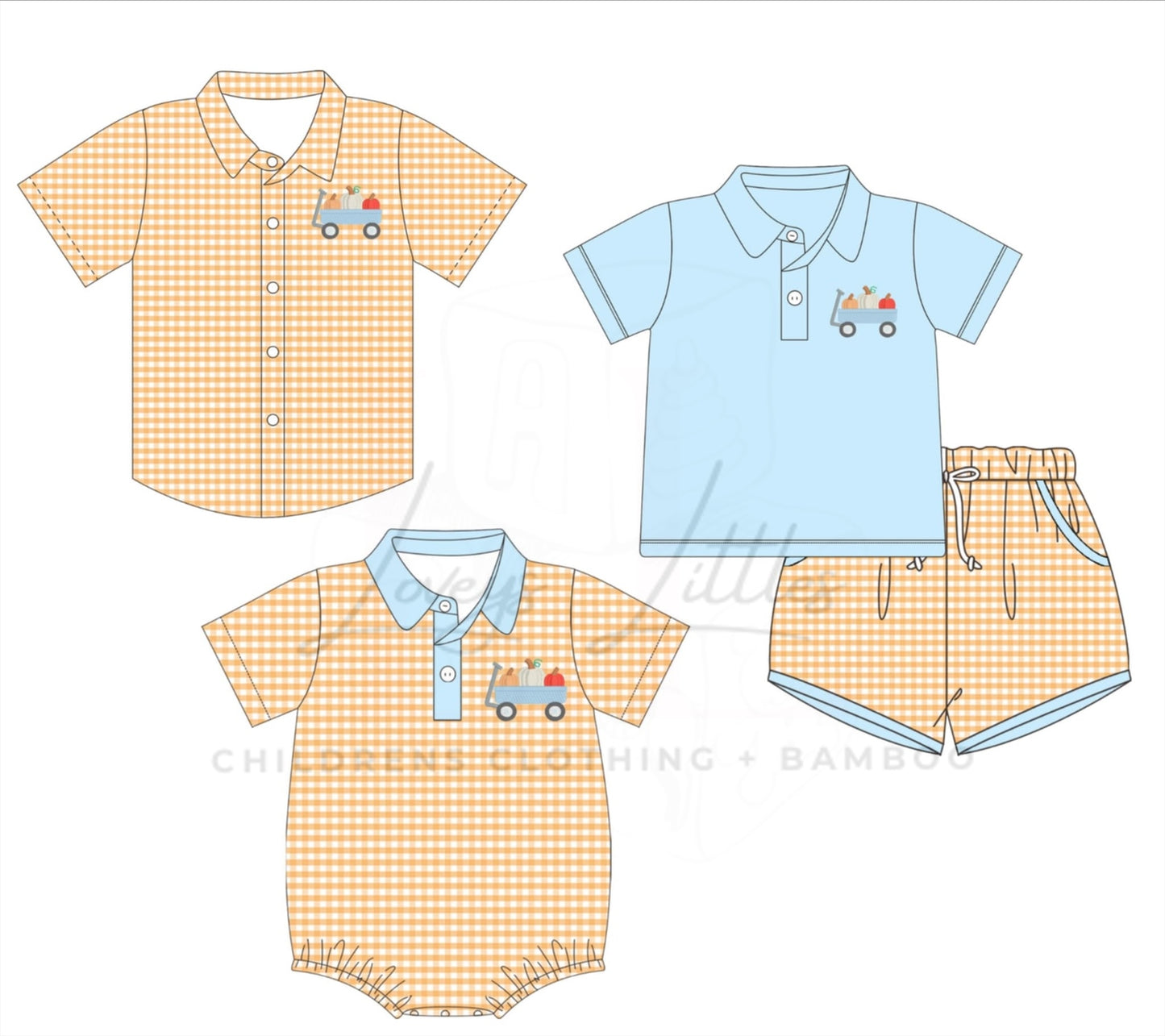 Blue wagon pumpkin Set
