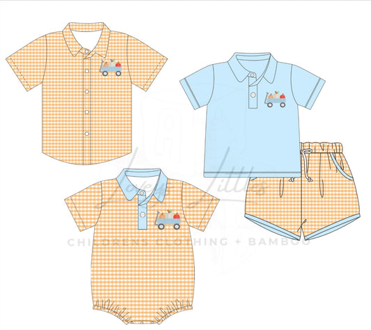 Blue wagon pumpkin Set