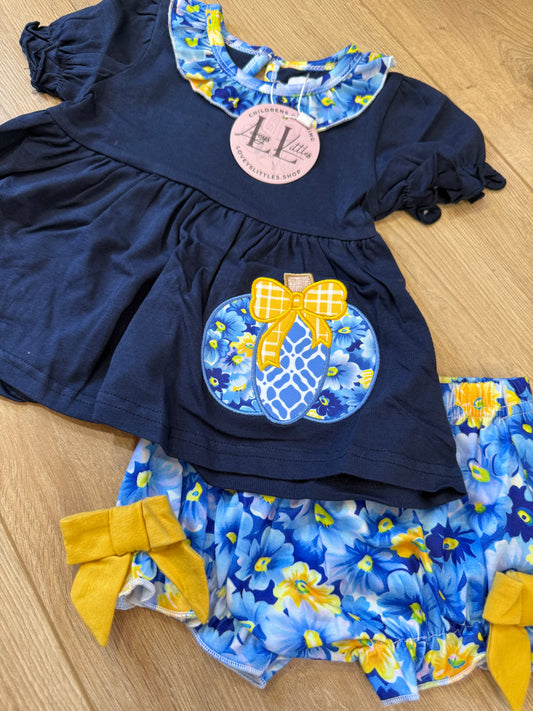 Navy Pumpkin Bloomer Set