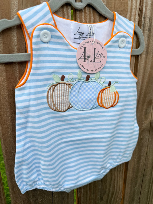 Blue and White Stripe Pumpkin Bubble