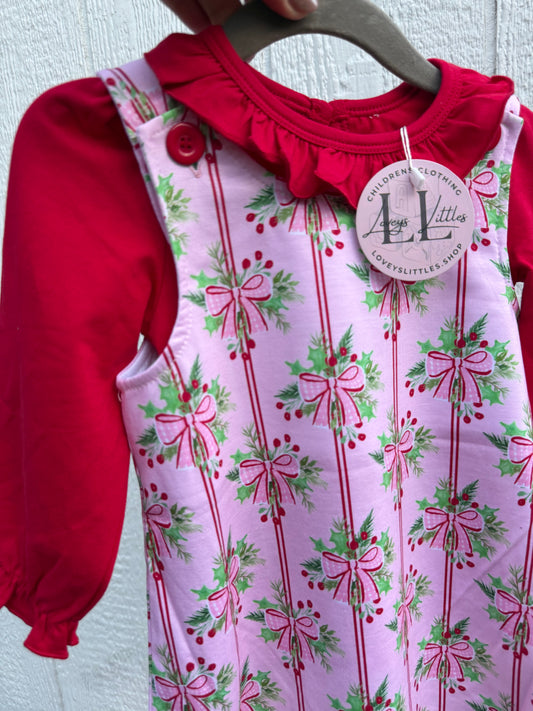 Pink + Red Bow Holly Dress with shirt
