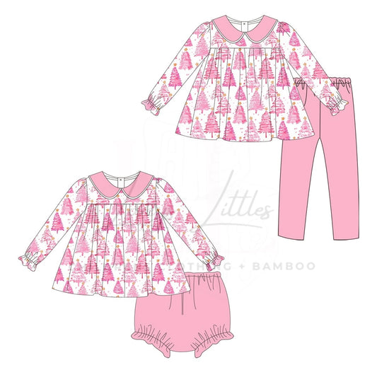 Pink Christmas Tree Legging Set PREORDER- ETA SEPT