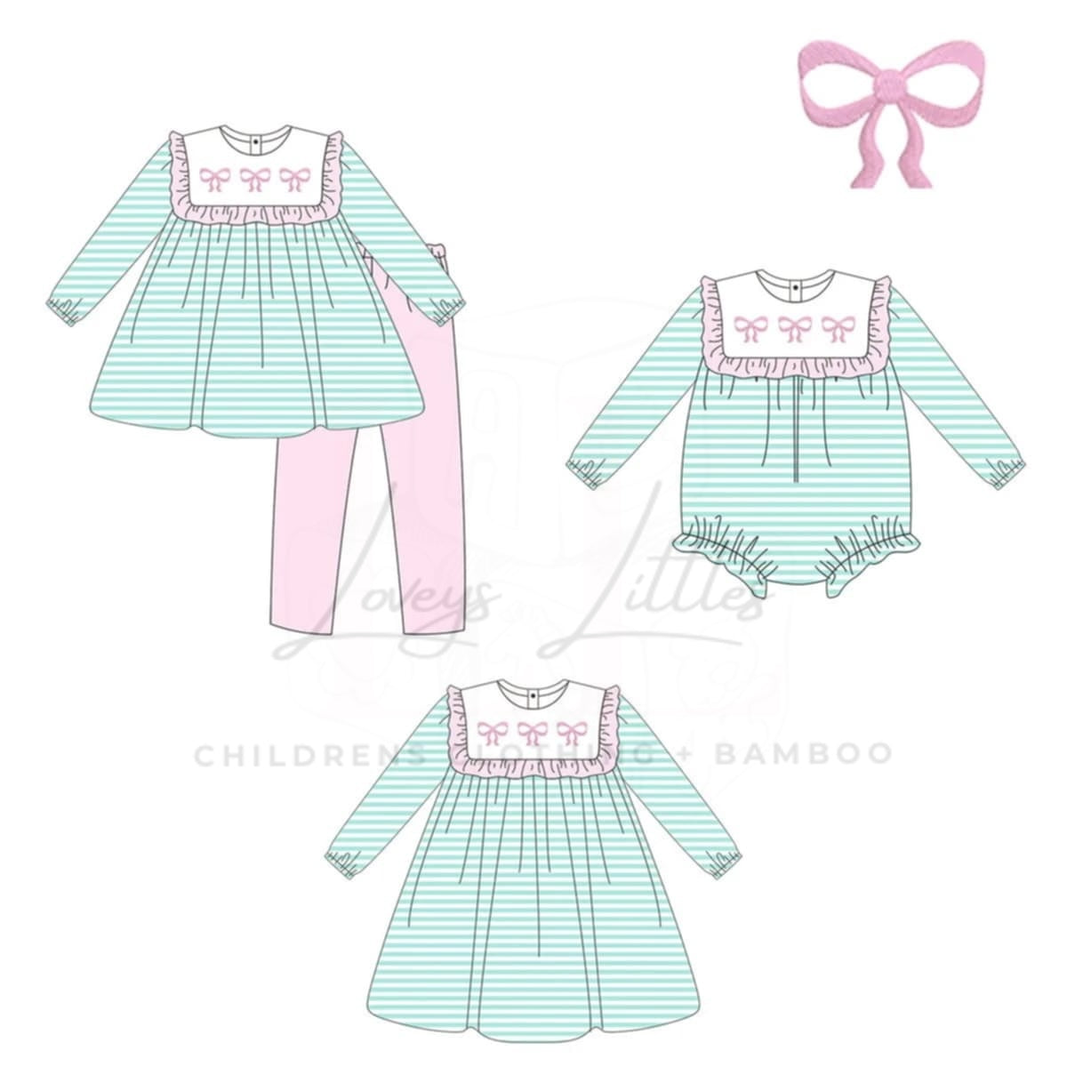 Teal and Pink Bow Jogger Set PREORDER
