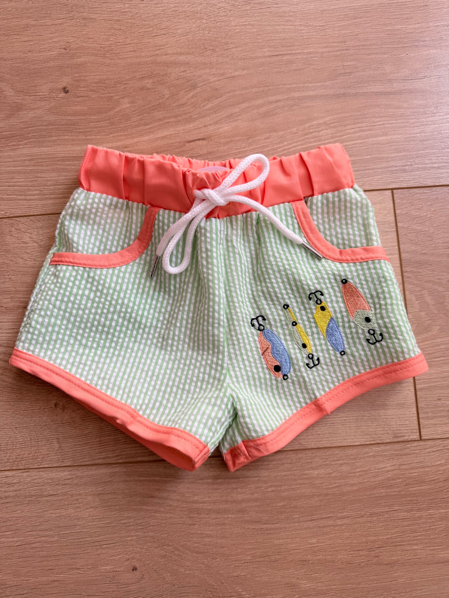 Fishing Lure Seersucker Swim Trunks