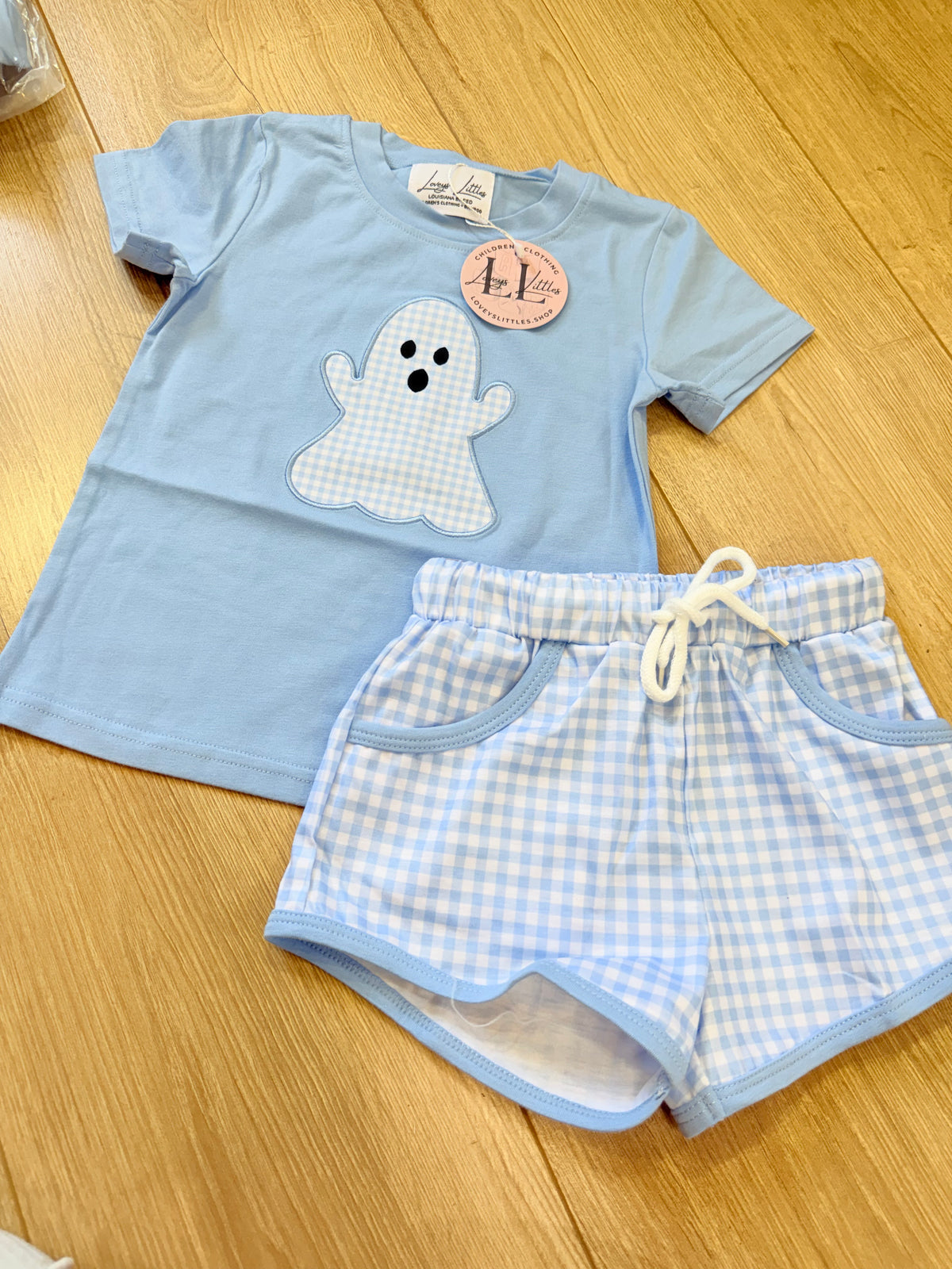 Blue Gingham Ghost Bubble & Set