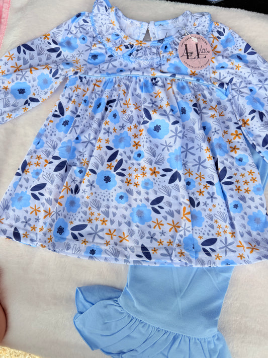 Light Blue Floral Pant Set