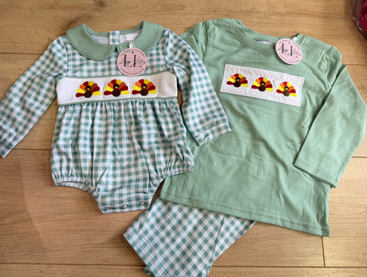 Sage Gingham Turkey Trio Collection