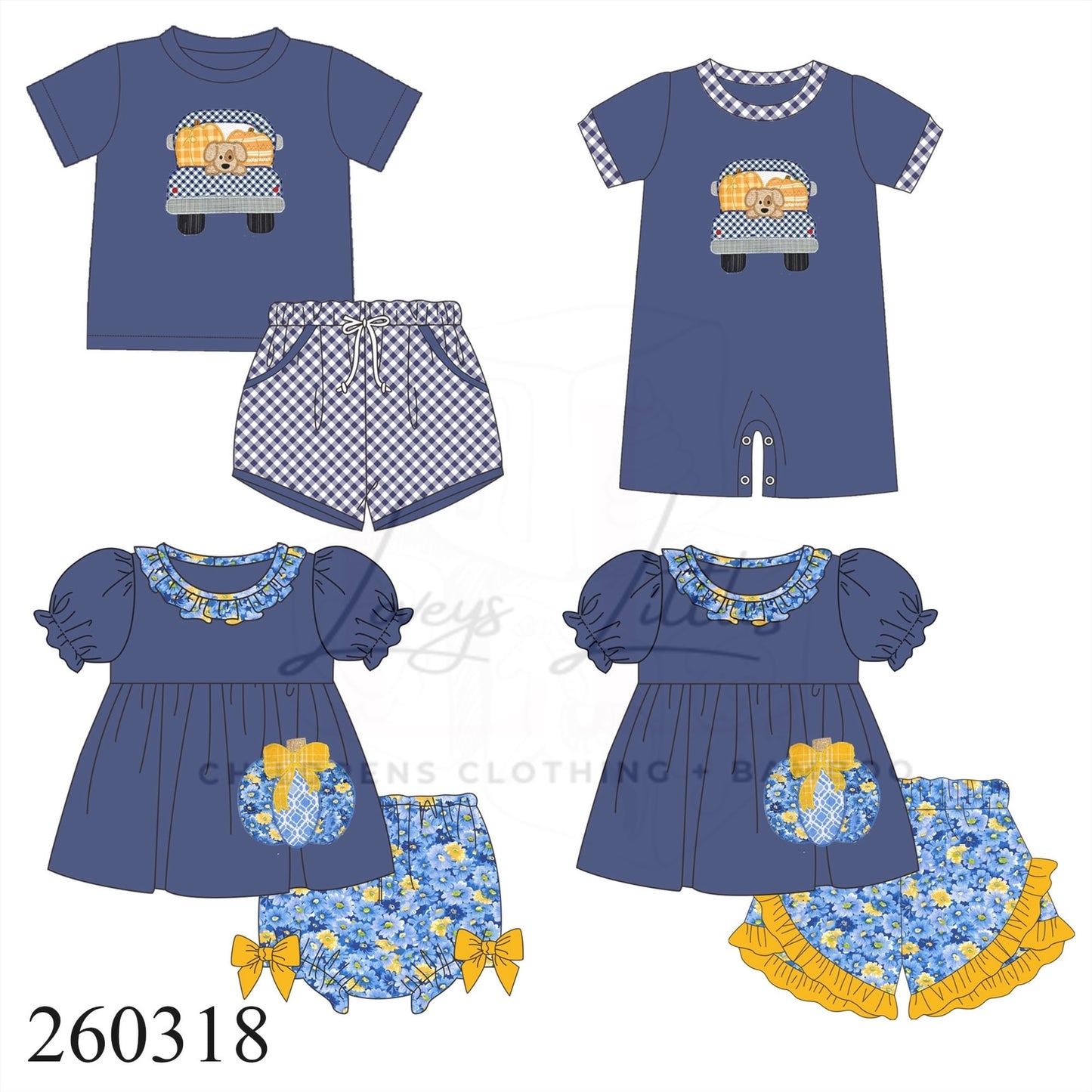 Navy Pumpkin Bloomer Set