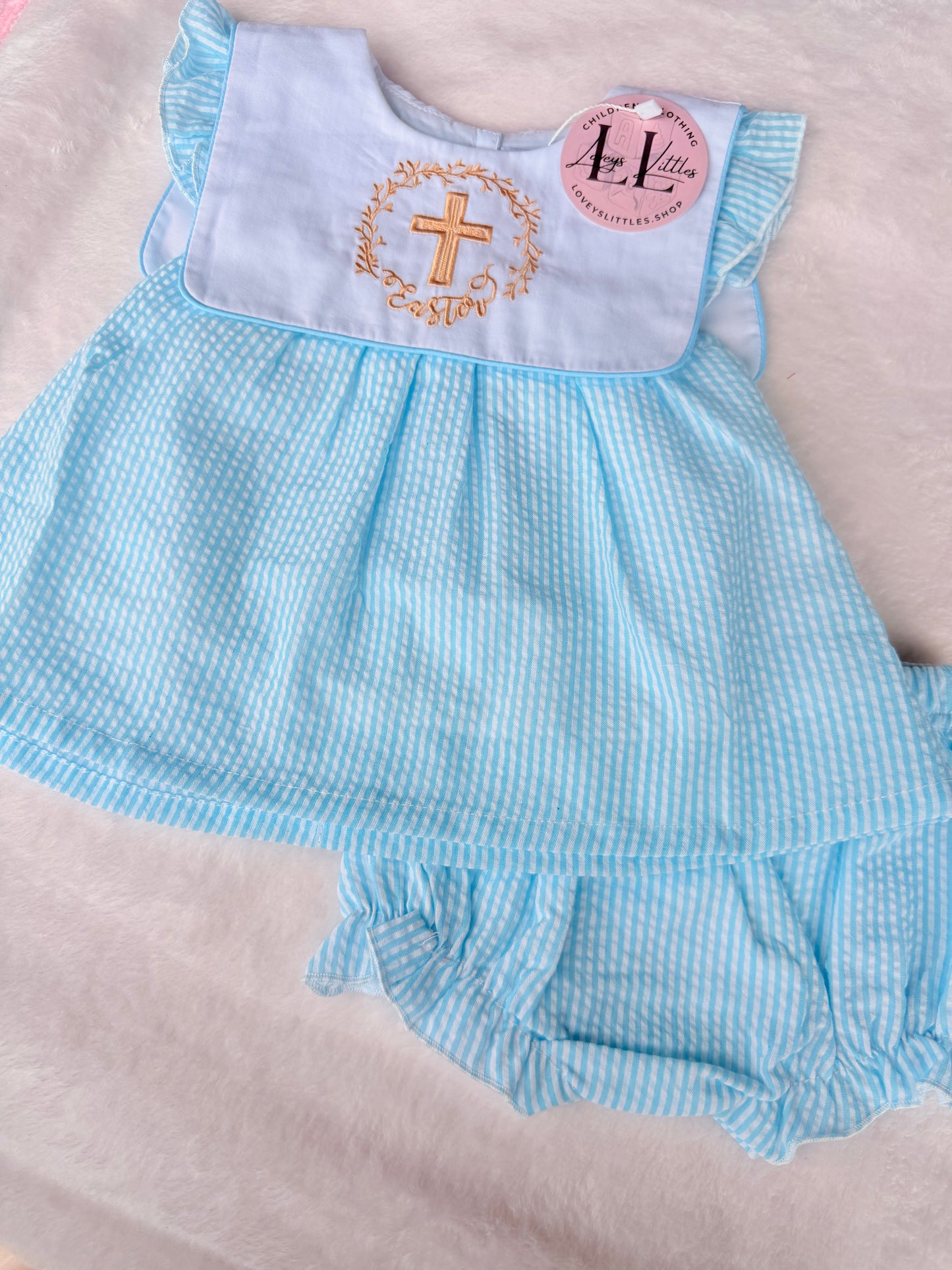 Teal Seersucker Easter Cross Collection