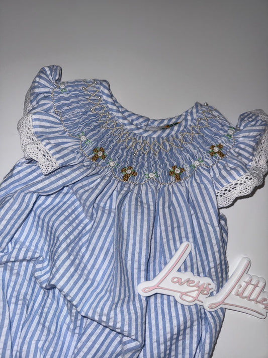 Girl Smocked Bubble Crosses & Pearls