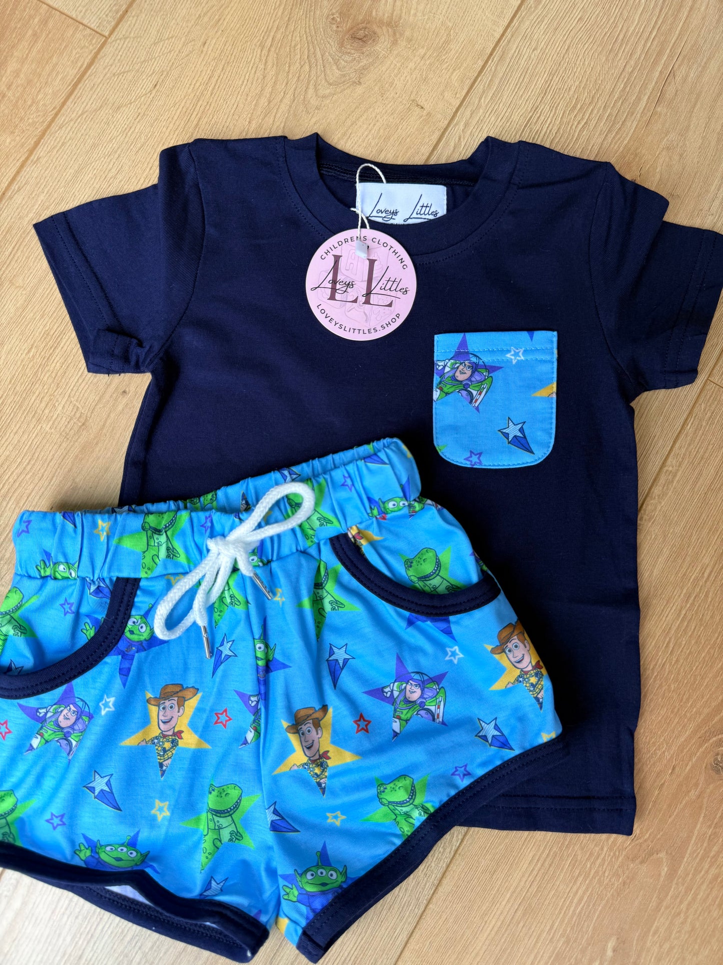 Friend in me navy boy short set