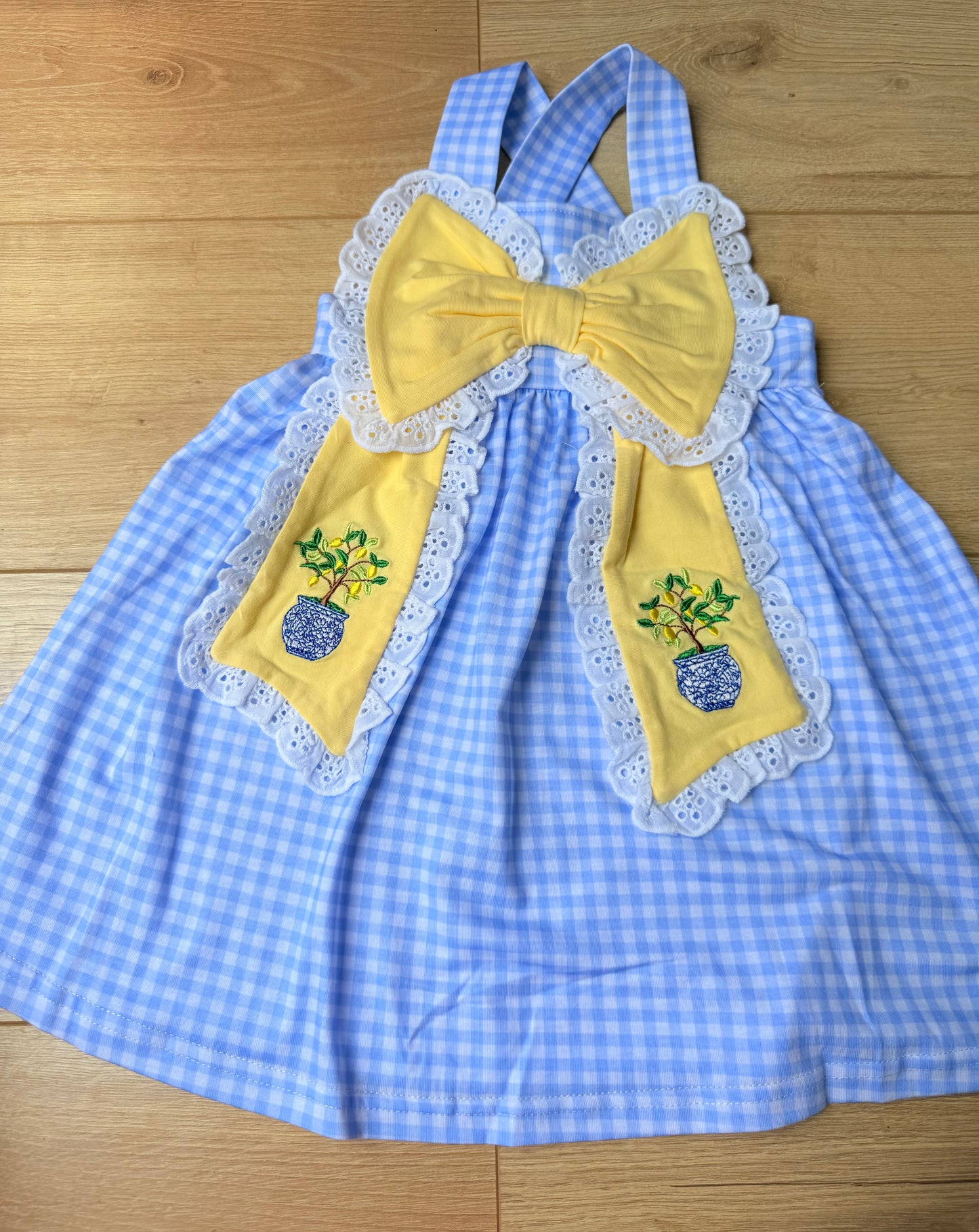 Blue Gingham Lemon Tree Dress