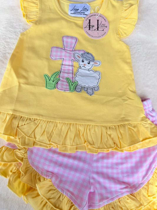 Appliqué Lamb and Cross Set