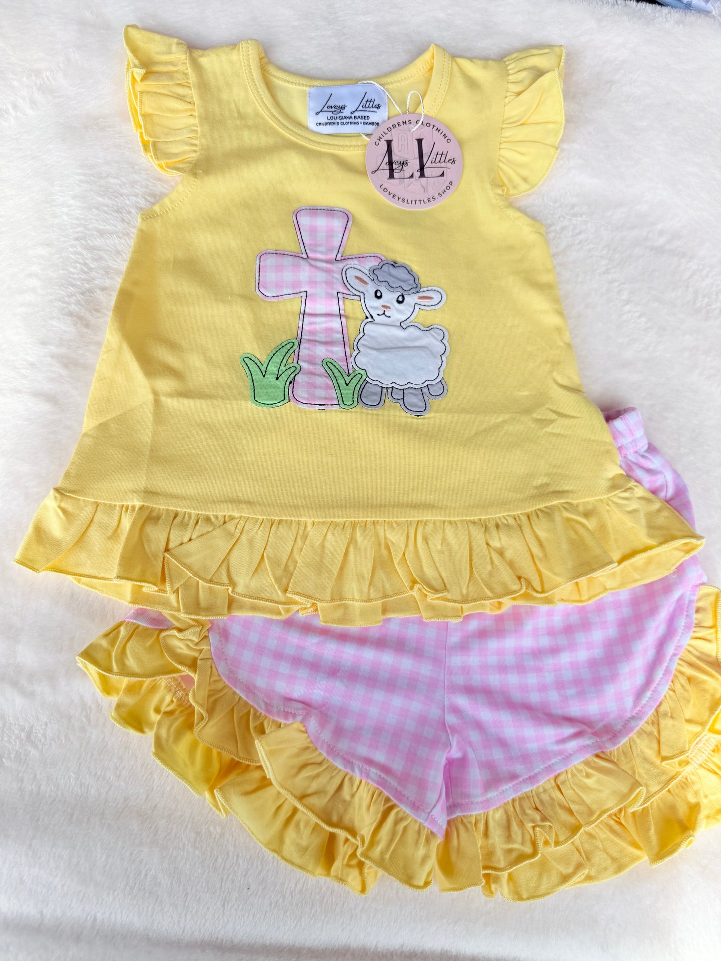 Appliqué Lamb and Cross Set