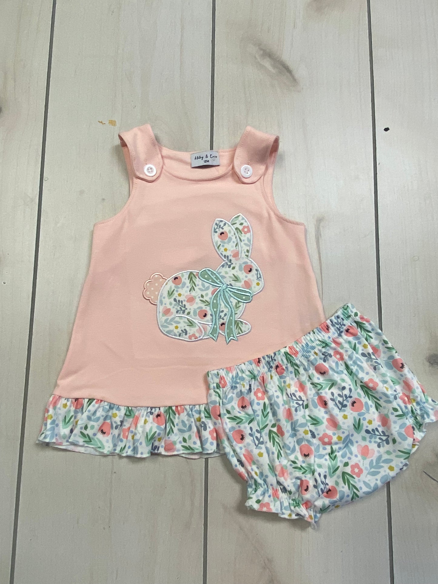 Pink and floral bloomer bunny set