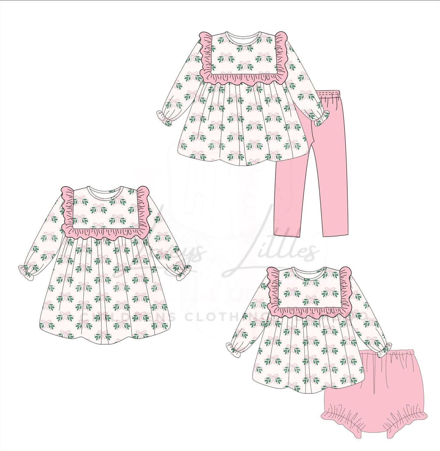 Pink Mistletoe Dress PREORDER- ETA SEPT