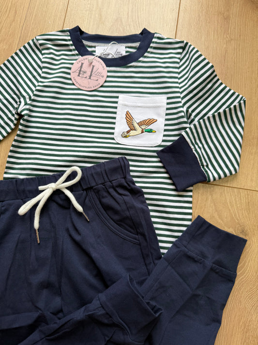 Navy and Green Duck Jogger Set
