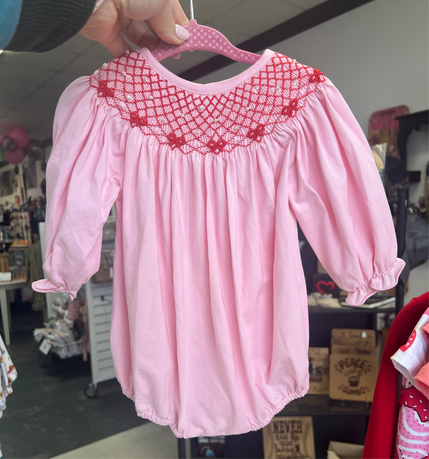 Pink & Pearls Bubble- SMOCKED