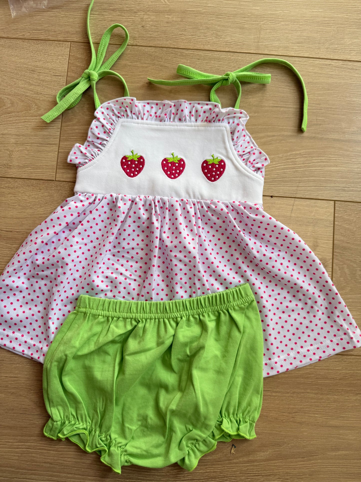 Pink Poka Dot Strawberry Diaper Set