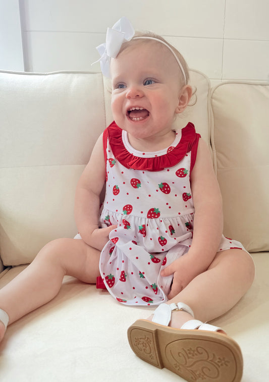 Strawberry Red and White Ruffle Short Set