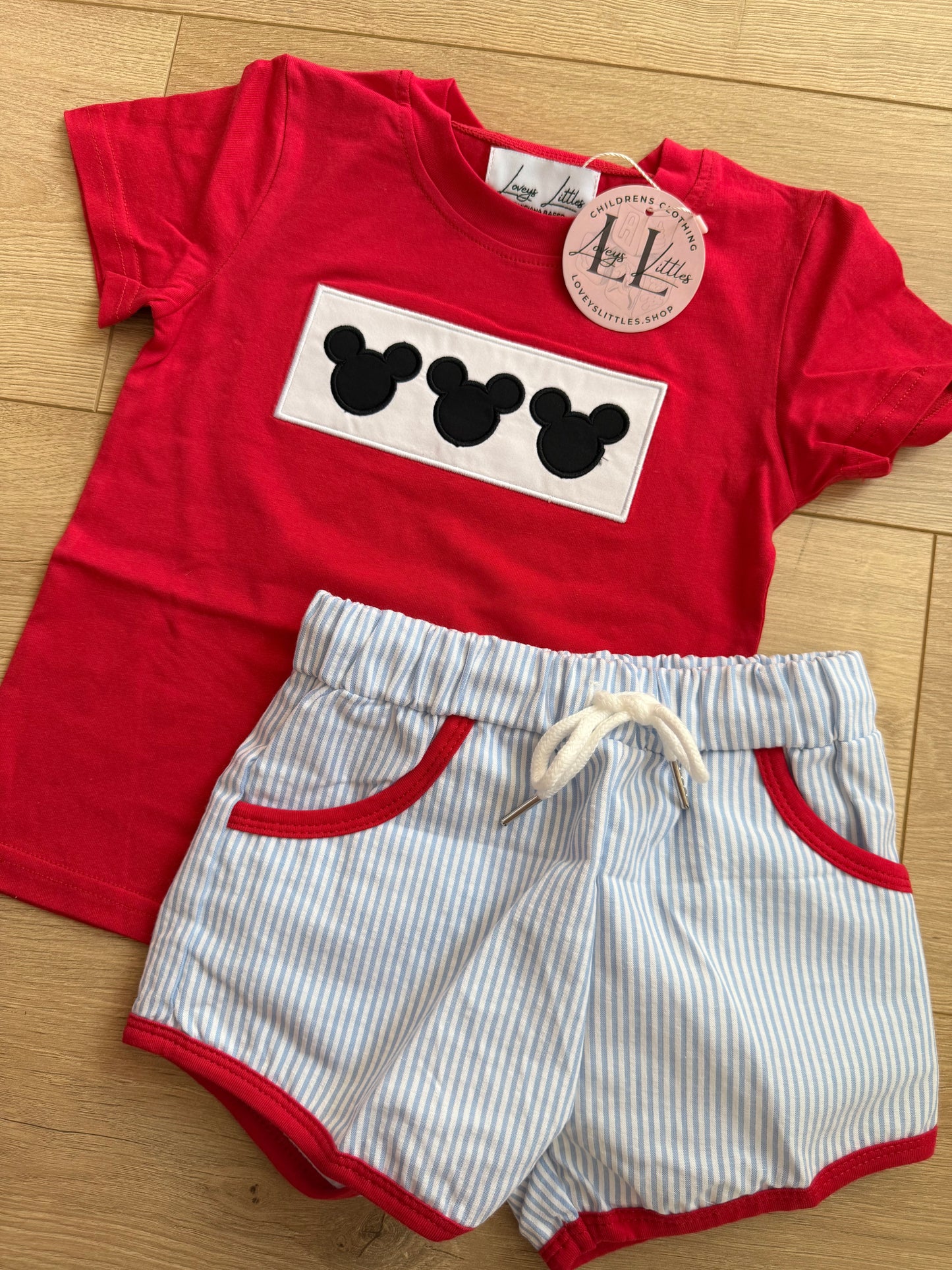 Red and Blue Mouse Trio Short Set