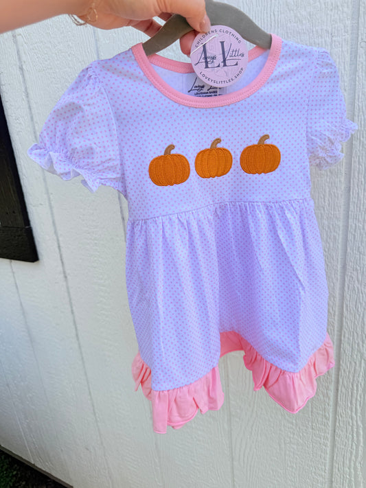 White and pink dot pumpkin dress