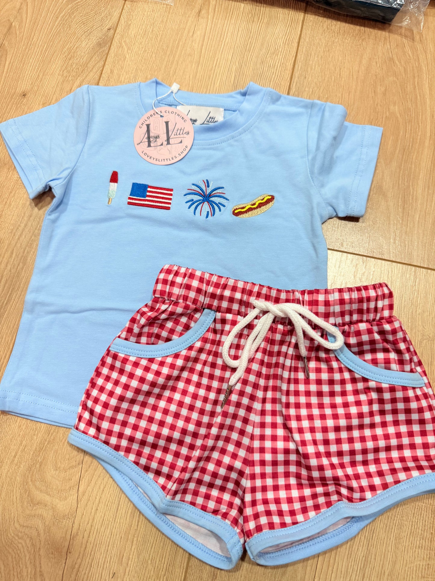 Popsicle, Flag, Firework & Hot Dog Short Set