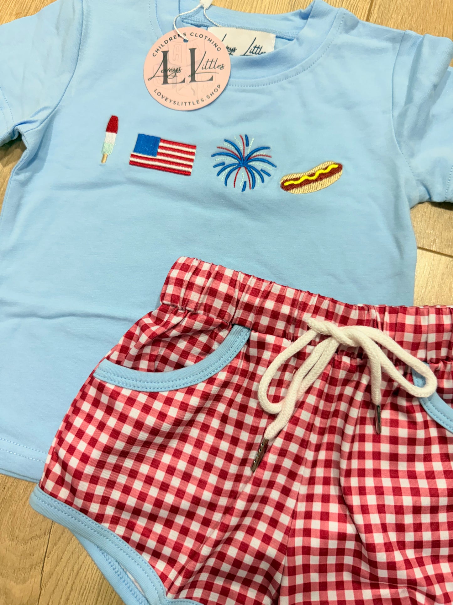 Popsicle, Flag, Firework & Hot Dog Short Set