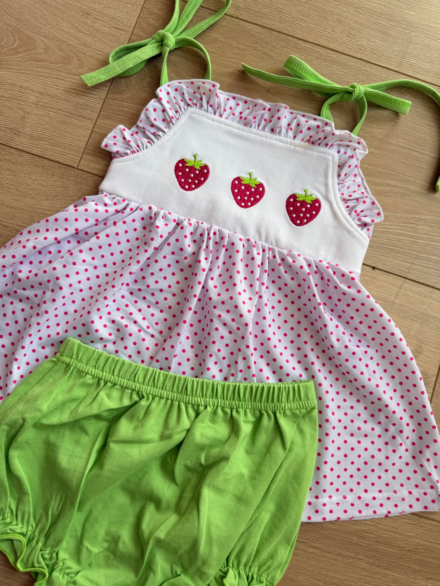 Pink Poka Dot Strawberry Diaper Set