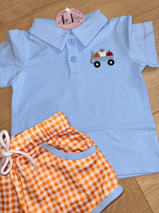 Blue wagon pumpkin Set