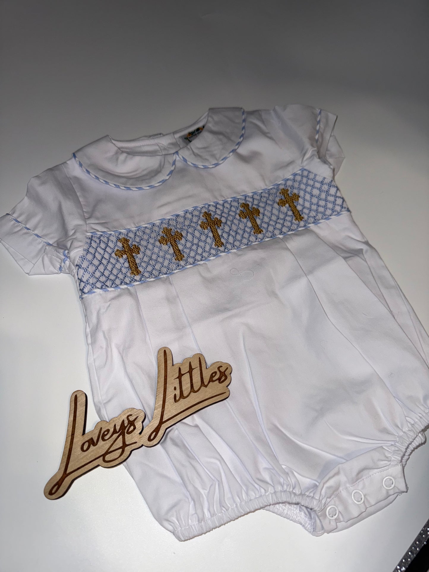 Boys White Smocked Cross Bubble