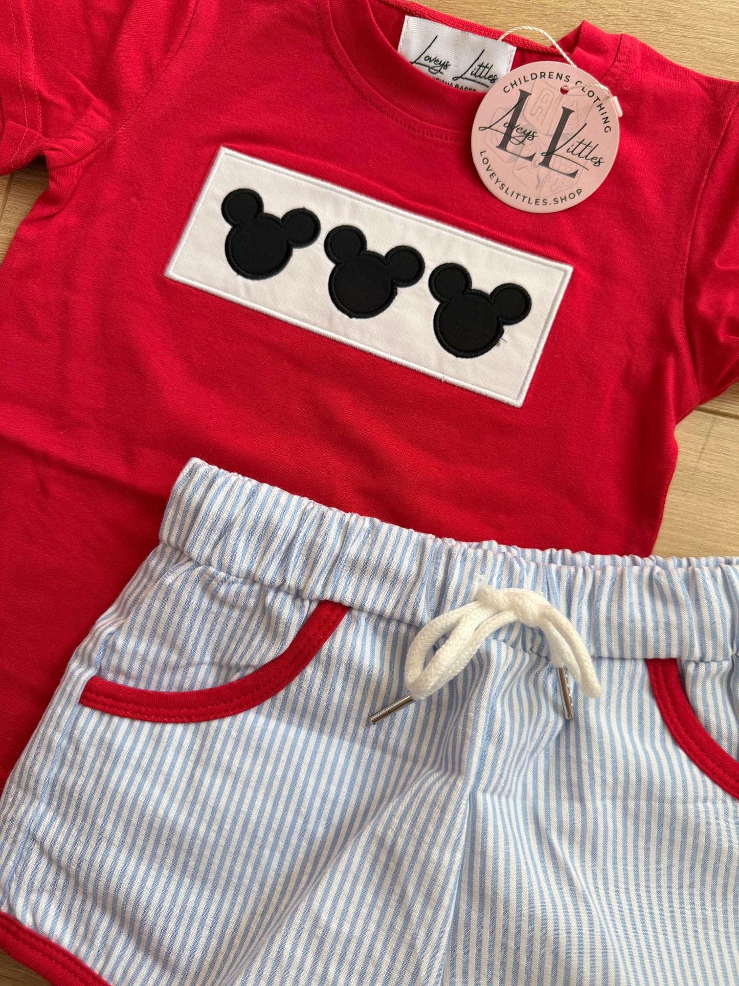 Red and Blue Mouse Trio Short Set