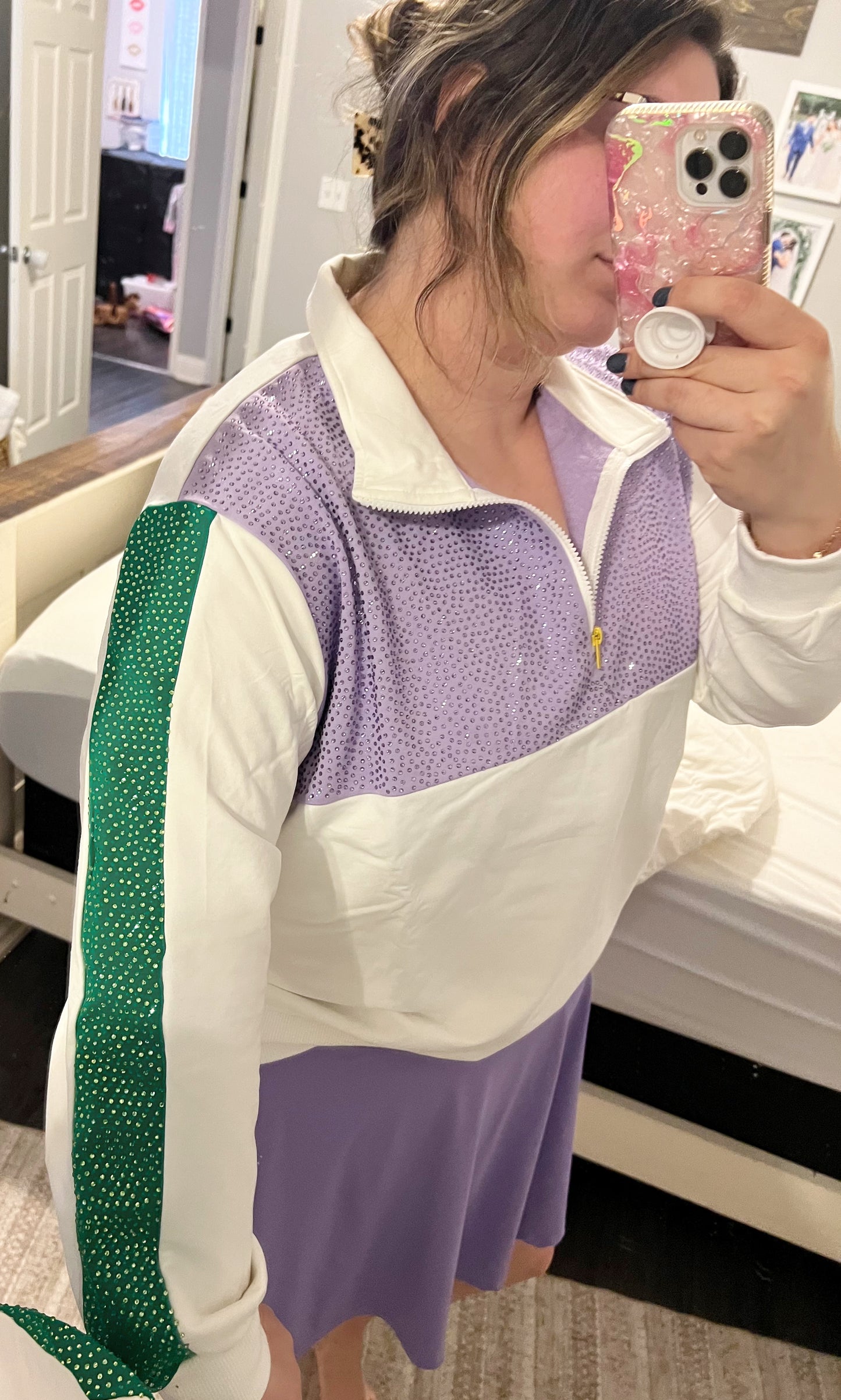 Rhinestone Quarter Zip— MARDI GRAS