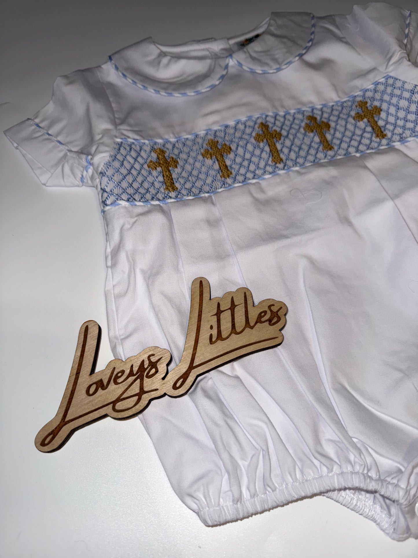 Boys White Smocked Cross Bubble