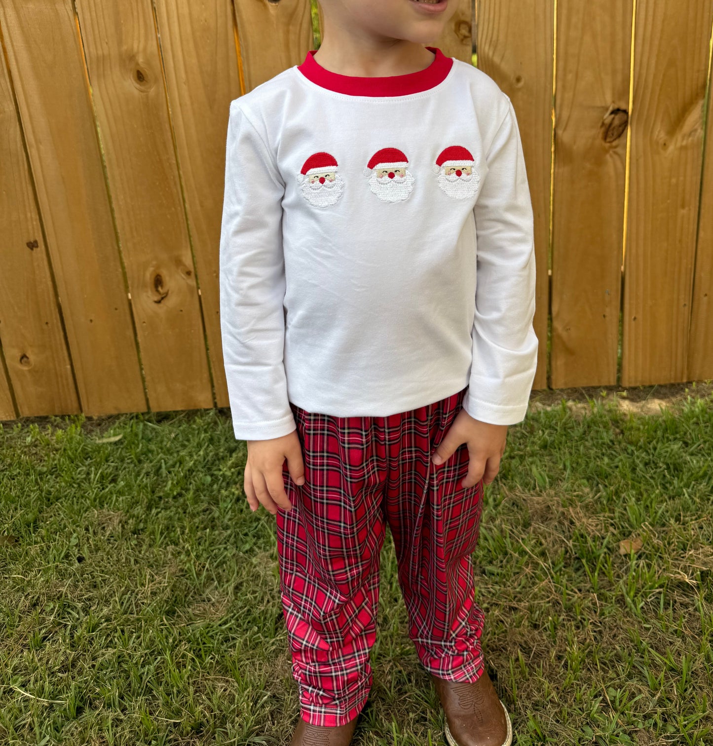 Plaid Trio Santa Pant Set