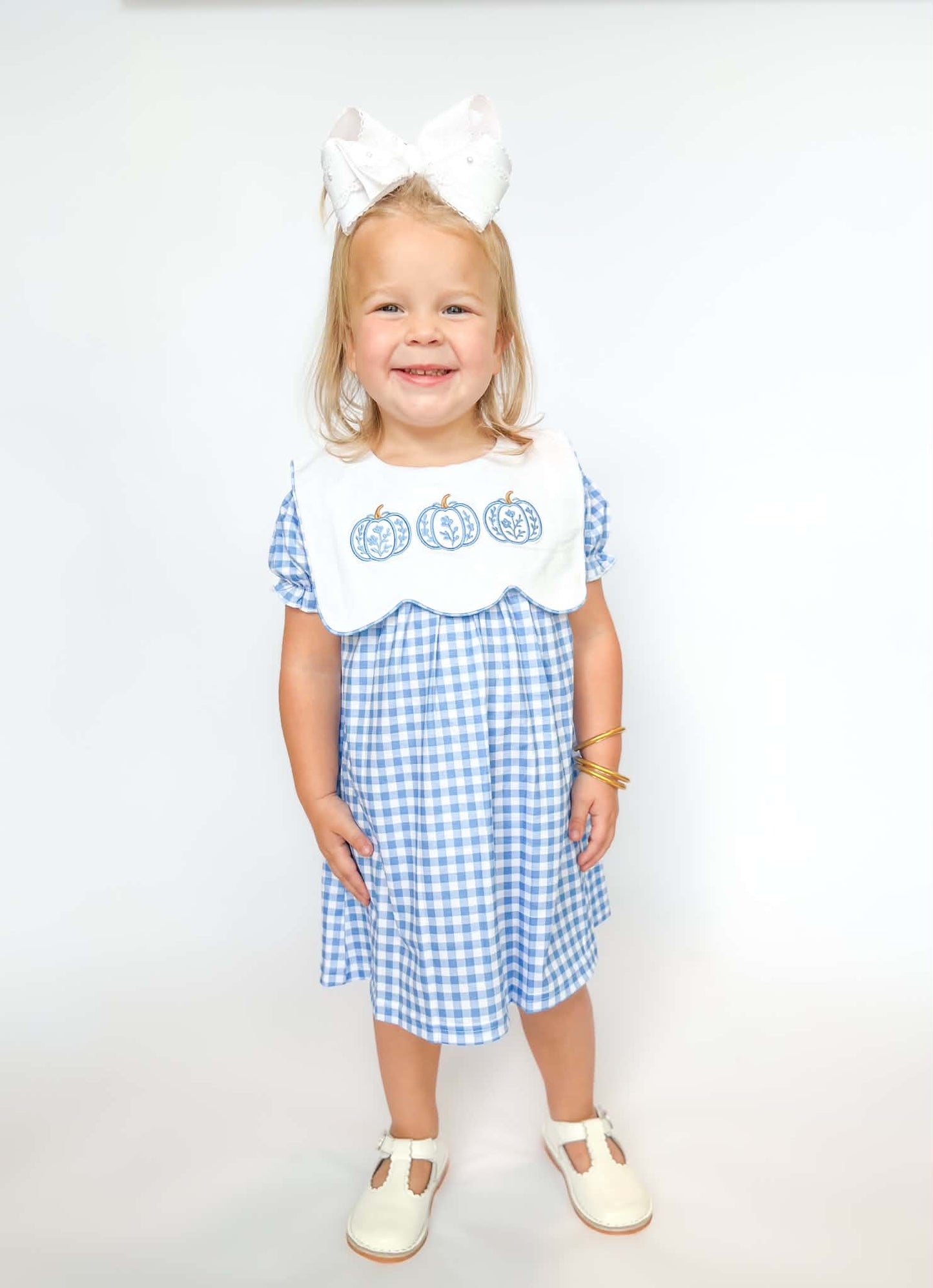 Blue Gingham Pumpkin Dress