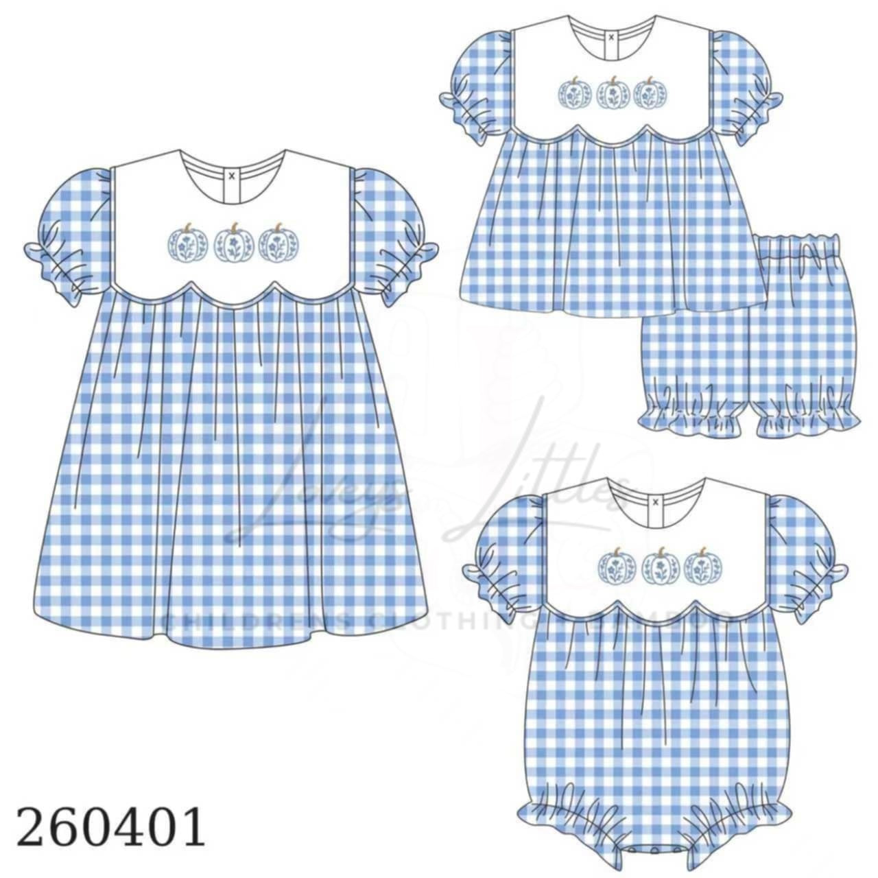 Blue Gingham Pumpkin Dress PREORDER