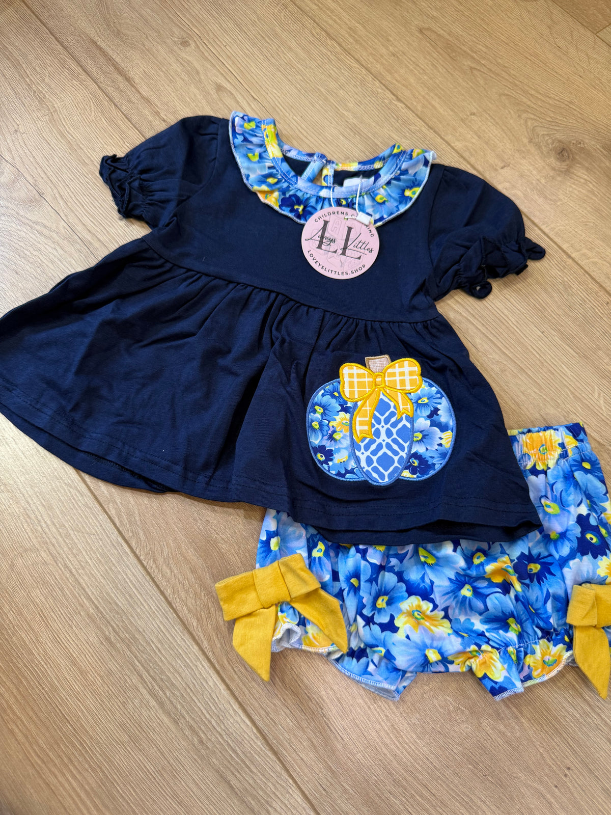 Navy Pumpkin Bloomer Set