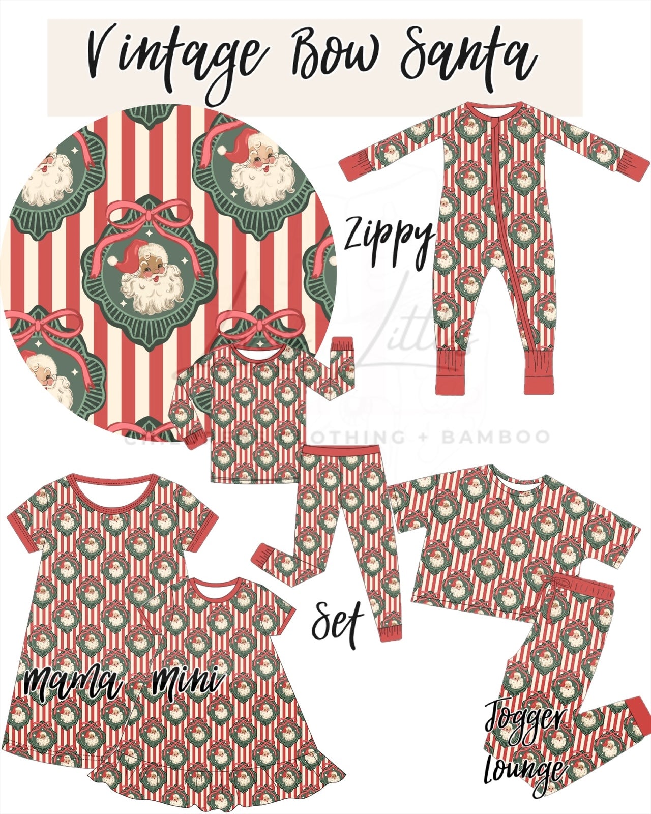 Vintage Bow Santa BAMBOO PREORDER- ETA OCT